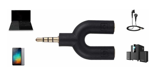 Imagen 3 de 3 de Adaptador Divisor Estereo Auxiliar 3.5mm Audifonos Microfono