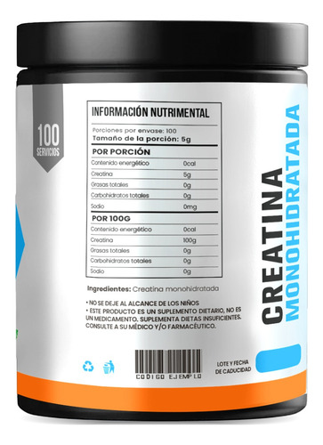 Creatina Monohidratada 500g D-mon En Polvo Varios Sabores Naranja