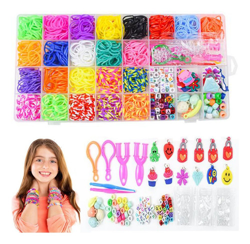 Kit For Hacer Pulseras De Goma Arcoíris De 1500 Piezas Para