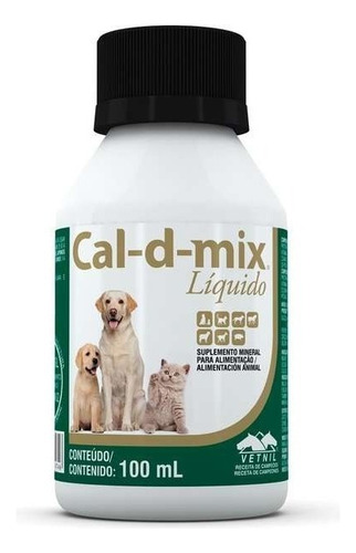 Suplemento Cal-d-mix 100ml Pet Líquido Vetnil Cachorros Gato