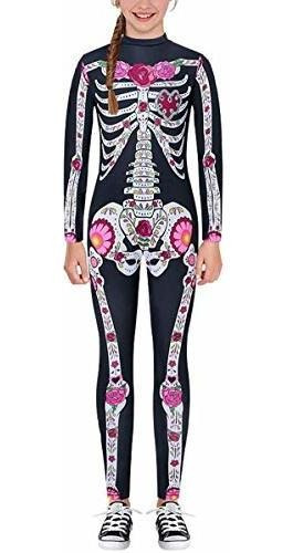 Niños Halloween Skeleton Bodysuit Hueso Impresión Div...
