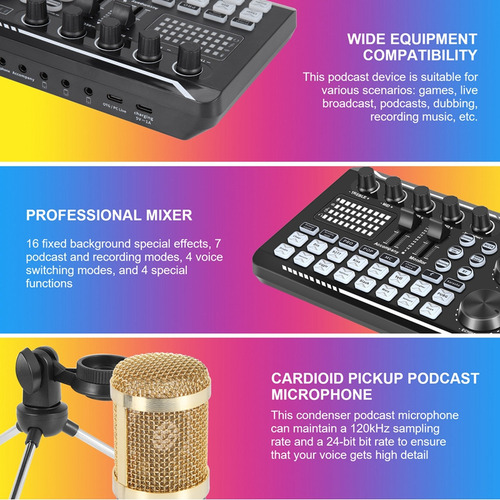 Xd Kit De Tarjeta De Sonido F998, Kit De Micrófono Bm-800,