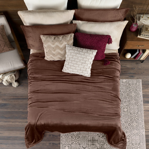 Cobertor King Size Liso Cobija Invernal Ligero Esquimal Color Bronce (café)