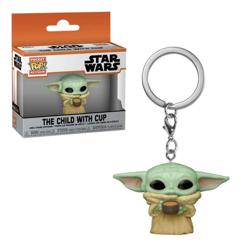 Funko Pop Keychain Star Wars - Baby Yoda Grogu With Cup -