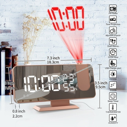 N Pantalla De Radio Led De Proyección Grande Con Reloj