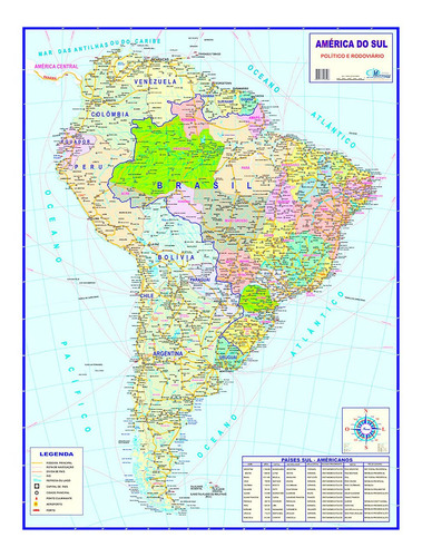 Mapa América Do Sul Político E Rodoviário Atualizado