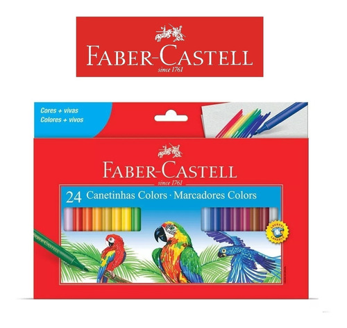 Kit 2 Estojos Canetinhas 24 Cores Hidrocor Faber Castell