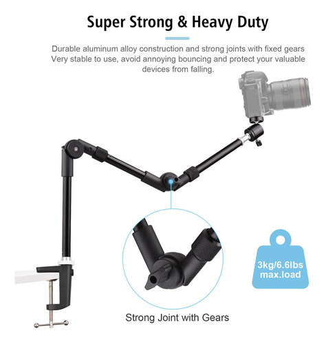 Soporte Para Cámara Led De Luz Smartphone Webcam Anillo De R