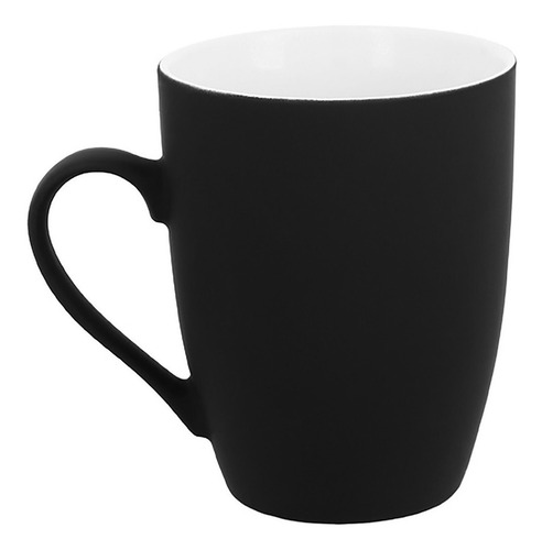 Taza De Cerámica Con Acabado Rubber, Capacidad. 400 Ml Color Negro