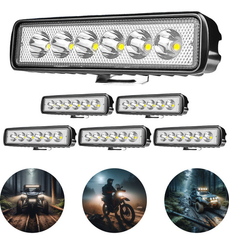Kit 6 Farol De Milha Led Mini Barra Universal 18w Carro Moto