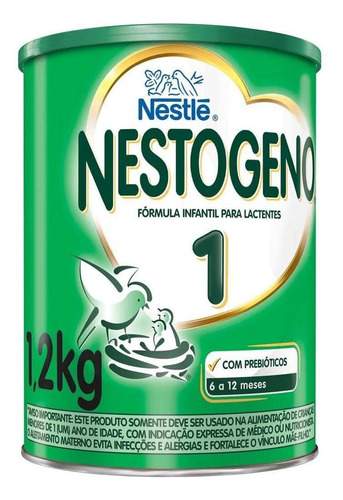 Fórmula infantil em pó sem glúten Nestlé Nestogeno 1 en lata de 1 de 1.2kg - 0  a 6 meses