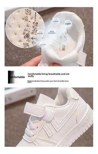 Zapatillas Blancas Con Velcro Para Niños - Zapatos Escolares