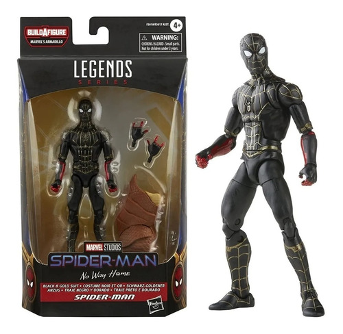 Marvel Legends - Figura Spiderman Traje Negro Y Dorado 