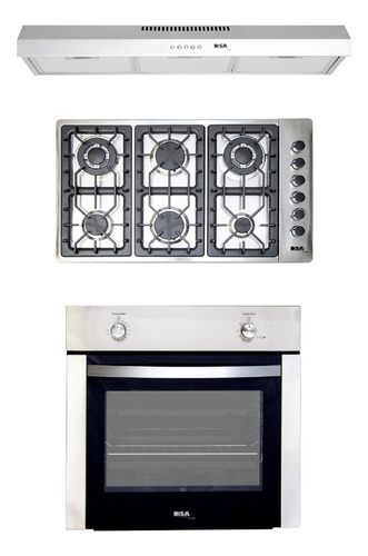 Combo Disa Home Parrilla Gas 6 Campana Acero 80cm Y Horno