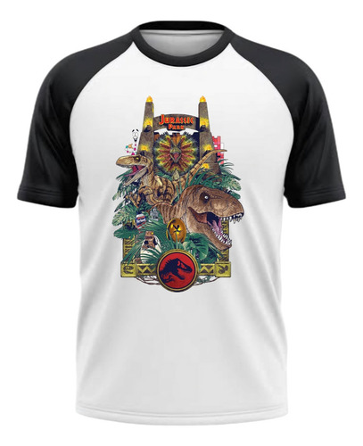 Playera Infantil Ranglan Jurassic Park Premium Manga Corta