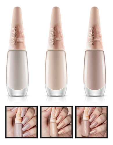 Kit Esmalte Impala Coleção Bailarina 3 Cores Nude Cremoso