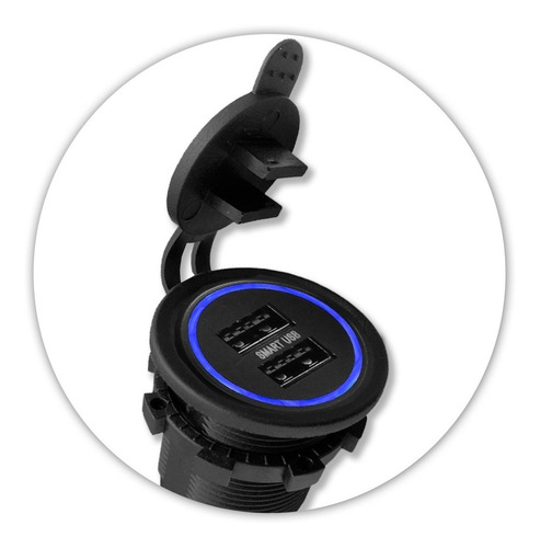 Tomada Usb Automotiva Dupla 12v 3.1a Roadstar Universal Cor Preto