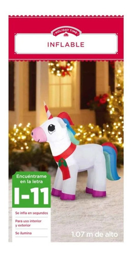 Imagen 4 de 4 de Inflable Navidad Unicornio Led 1.07 Mts
