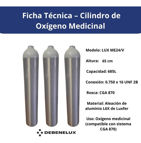 Cilindro De Oxígeno Vacío Aluminio Luxfer Me24/v 685 L