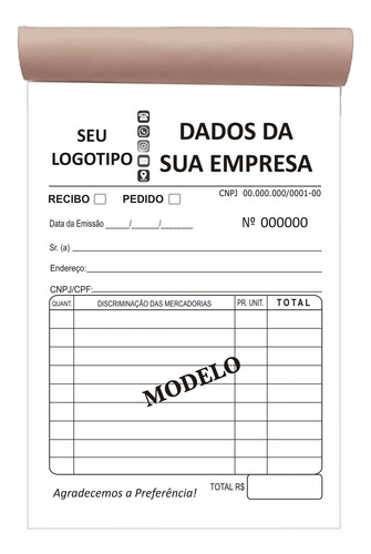 2 Talões Recibo / Comprovante 2 Vias (2x50)