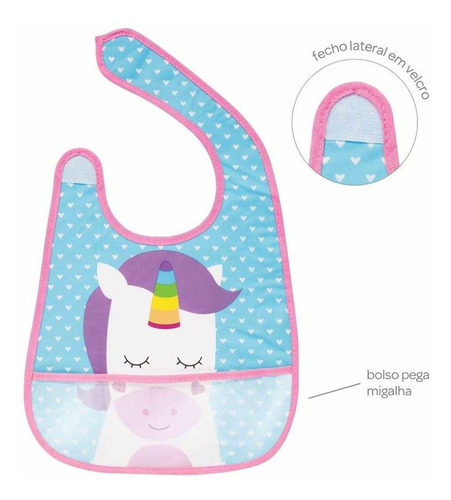 Babador Infantil Impermeável Com Bolso - Animal Fun - Unicó