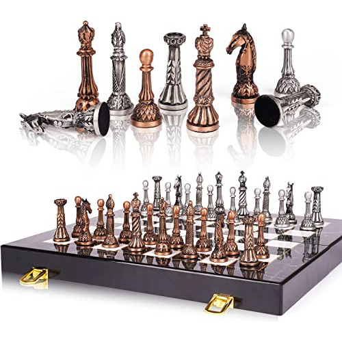 Retro Metal Chess Set For Adults And Kids  Marbling Chess B