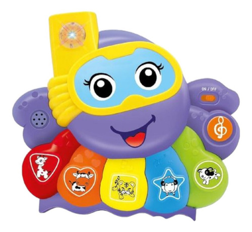 Piano Organo Teclado Pulpo Didáctico Para Bebe Duende Azul Color Violeta