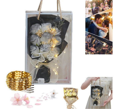 JUDENG Ramos Flores Artificiales Led Rosa Negra San Valentín