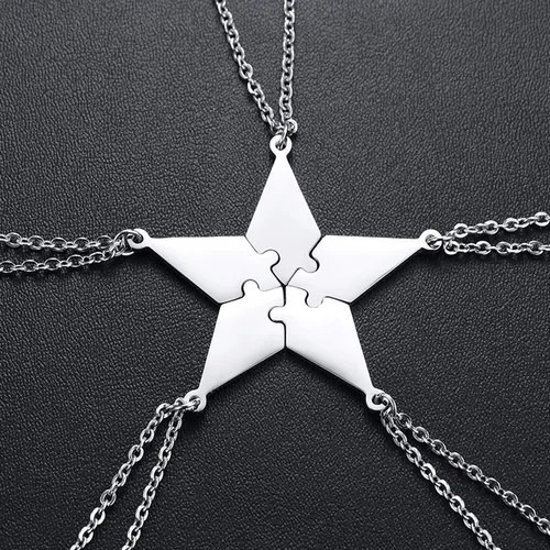 Collar De Amistad, Collar Con Colgante De Estrella, 5 Piezas