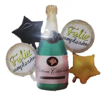 Comprar Globos Metalizado Celebracion Botella 5 Piezas Helio O Aire