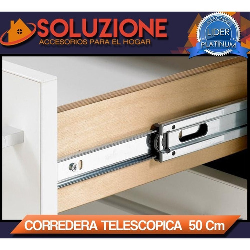 Imagen 2 de 10 de Corredera Telescópica Reforzada 50 Cm Extraible 45 Kg