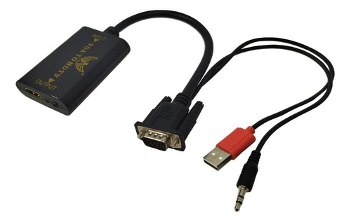 Kit 5 Adaptador Conversor Vga+áudio Macho Hdmi Fêmea Au 11