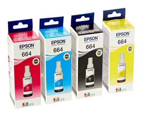 Kit 4 Tinta Original Epson L200,l210,l350,l355,l555 Original