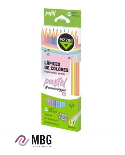 Imagen 1 de 2 de Lápices Pizzini Pastel Por 10 Colores (art.lml1710p)