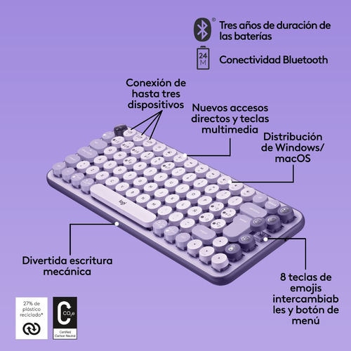 Teclado Logitech Pop Keys Mecánico Inalámbrico Emojis