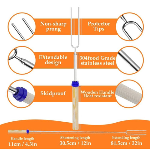 8 Palitos Extensibles For Asar Malvaviscos