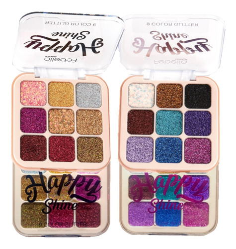 6 Paleta Glitter Happy Shine Pso30338 Kit Febella Atacado