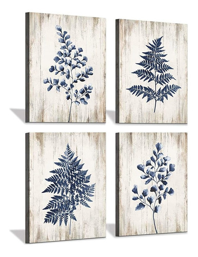 Hardy Gallery Leaf Wall Art Canvas Prints: Rustic Wood Textu