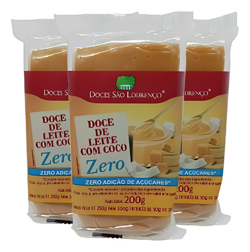 Doce De Leite Com Coco Zero Massa Sao Lourenco 200g (3x)