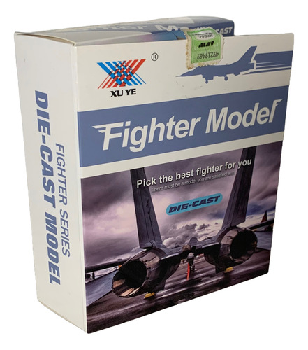 Avión Jet A Fricción Juguete Colección De Metal En Caja Jet De Combate Azul