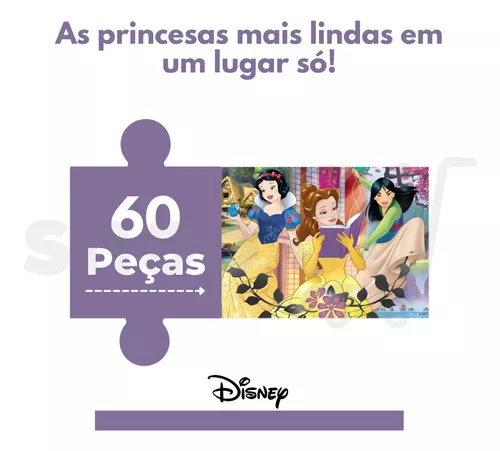 Quebra-Cabeça Disney Princesas 60 Peças - Novo Papel