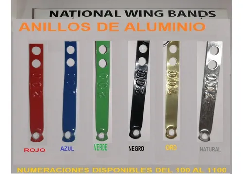 Anillos y 2025 placas para gallos