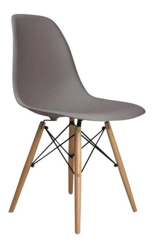 Cadeira Pe Palito  Eames Eiffel Sala De Jantar  Cinza  -moob Quantidade De Cadeiras Por Conjunto 1 Cor Do Assento Cinza-escuro Desenho Do Tecido Liso Cor Da Estrutura Da Cadeira Marrom-claro