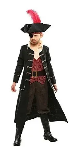 Disfraz De Capitán Pirata Para Niño O Niña, Burdeos, Chaqueta, Corbatón Y Cinturón, Para Fiestas Y Carnaval