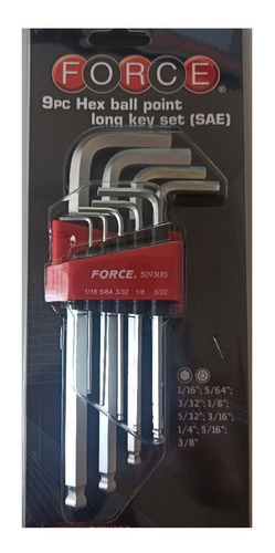 Juego Llaves Allen Larga 1/16  A 3/8  Force 5093lbs