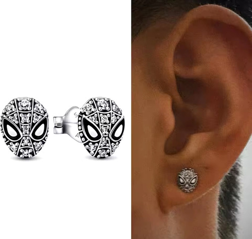 Aretes Pandora De Botón Máscara De Spiderman