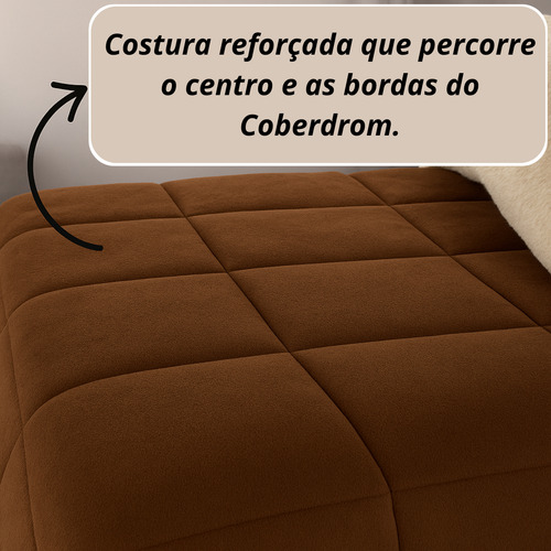 Cobertor Edredom Com Sherpa Pele De Carneiro Coberdrom Queen Liso Quentinho Casa Laura Enxovais Marrom