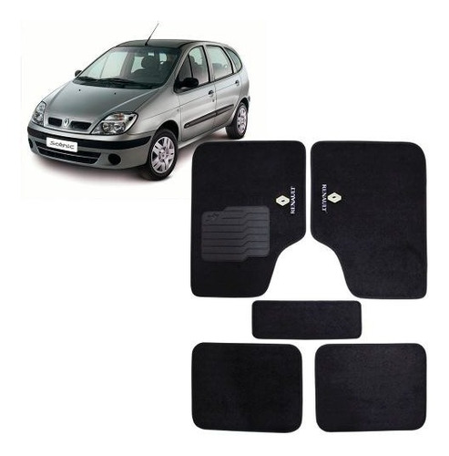 Tapete Carro Carpete Bordado Preto Renault Scenic Todos