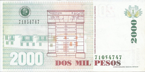 Colombia 2000 Pesos 12 Octubre 2001