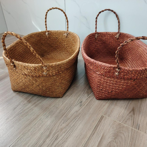 Cesta De Almacenamiento Tejida, Cesta Decorativa, Café